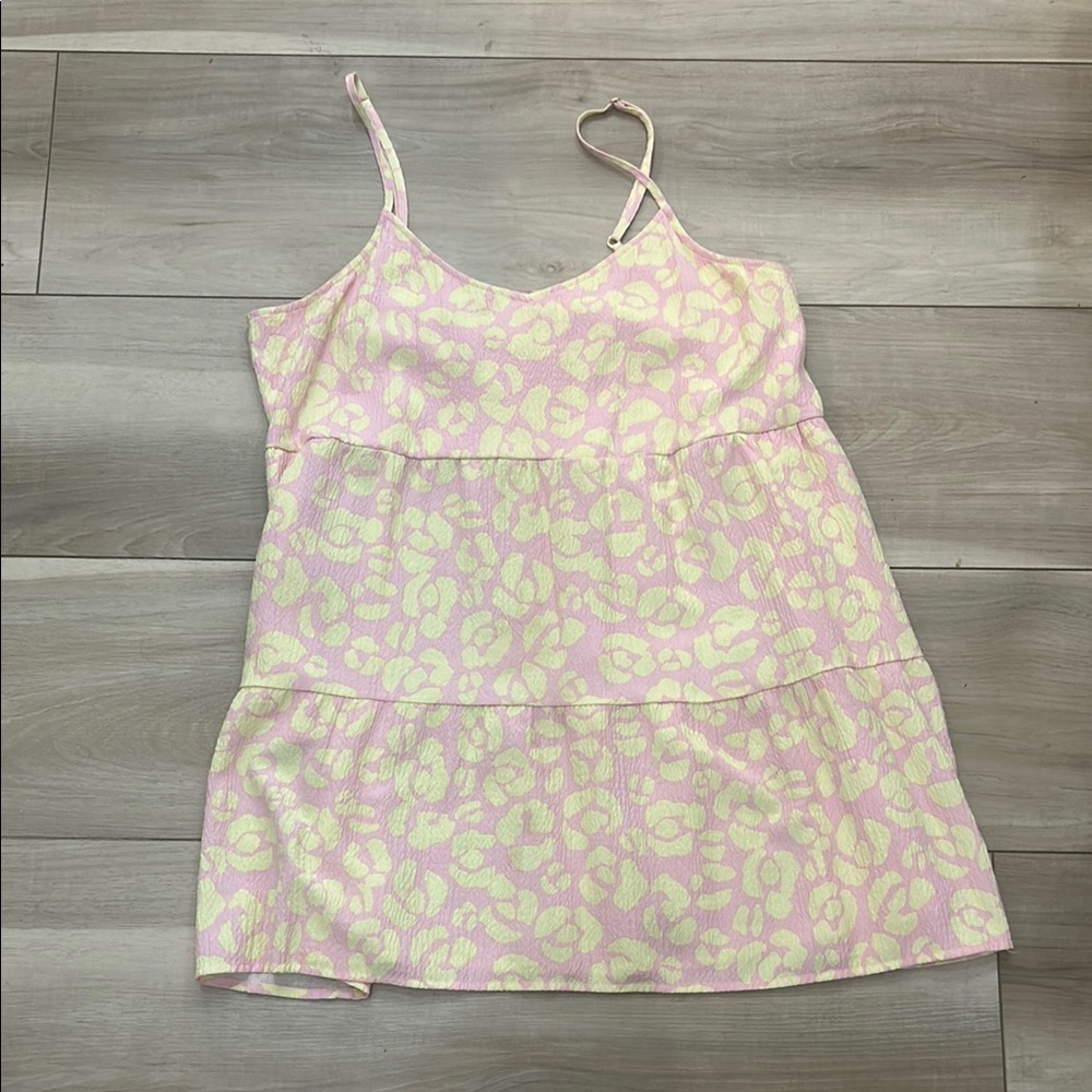 Show Me Your MuMu Pink and Yellow Patterned Mini Dress pink lemonade